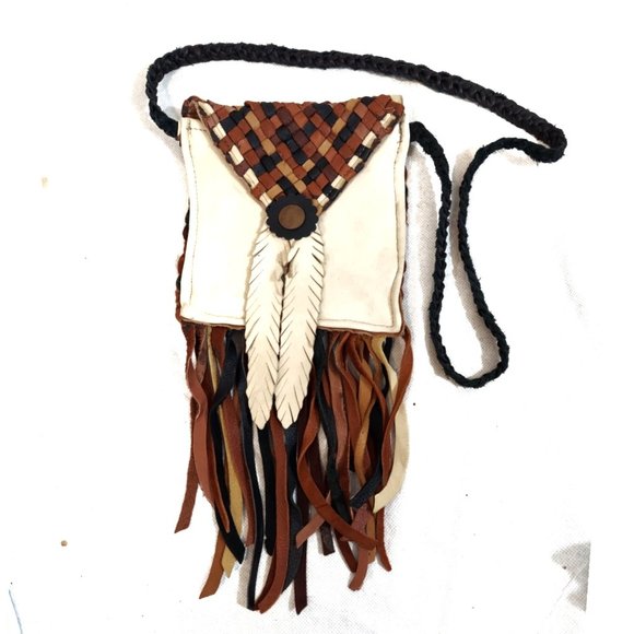Handbags - I TRIED!!! Boho Festival Leather Fringe FeatherBag